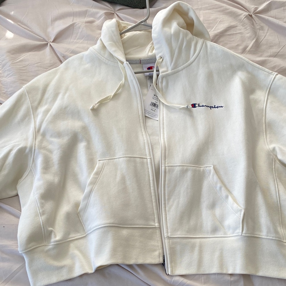 Womens Champion Cream Zip-Up Hoodie